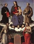 PERUGINO, Pietro Madonna and Child with Four Saints (Tezi Altarpiece) af China oil painting reproduction